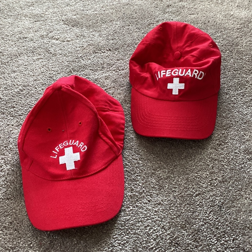 Lifeguard Red Embroidered Adjustable Baseball Caps 2-Pack One Size OS